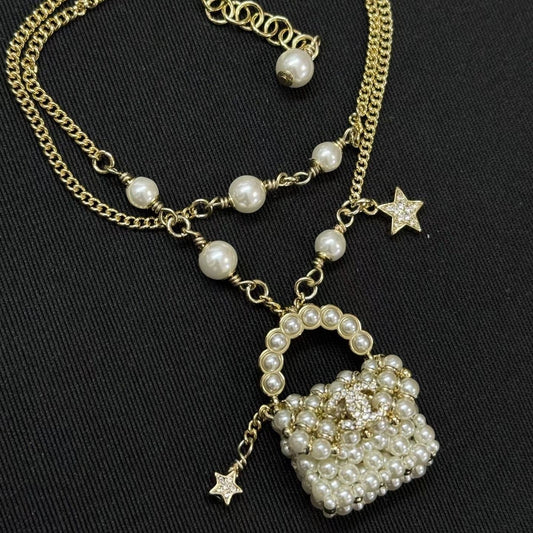Chanel Pearl Bag Necklace Bracelet Earrings