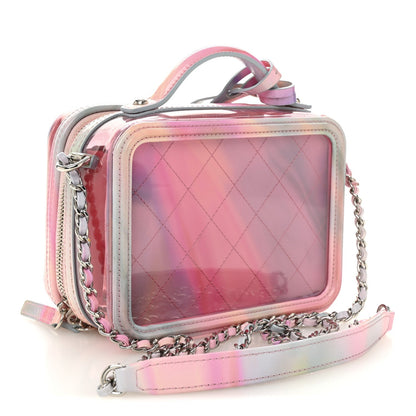 PVC Lambskin Filigree Small CC Filigree Vanity Case Pink Multicolor