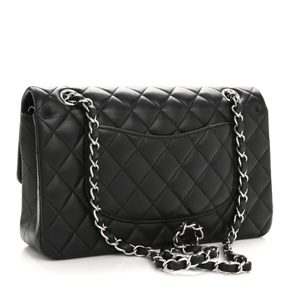 Lambskin Quilted Medium Double Flap Black