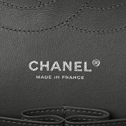 Caviar Quilted Jumbo Double Flap Grey