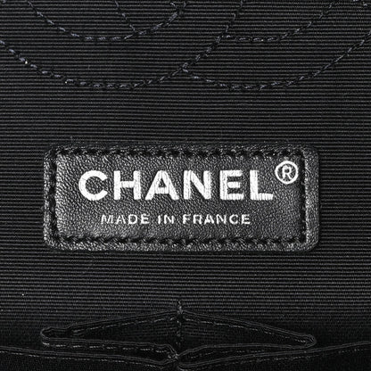 Caviar Tweed Houndstooth Quilted Medium Double Flap Black Grey