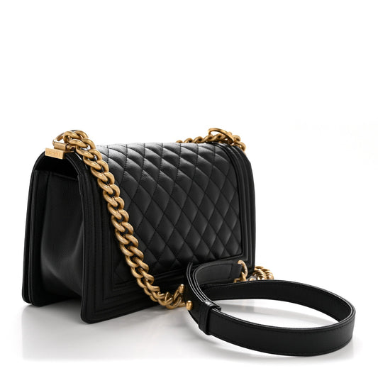 Caviar Quilted Medium Boy Flap Black