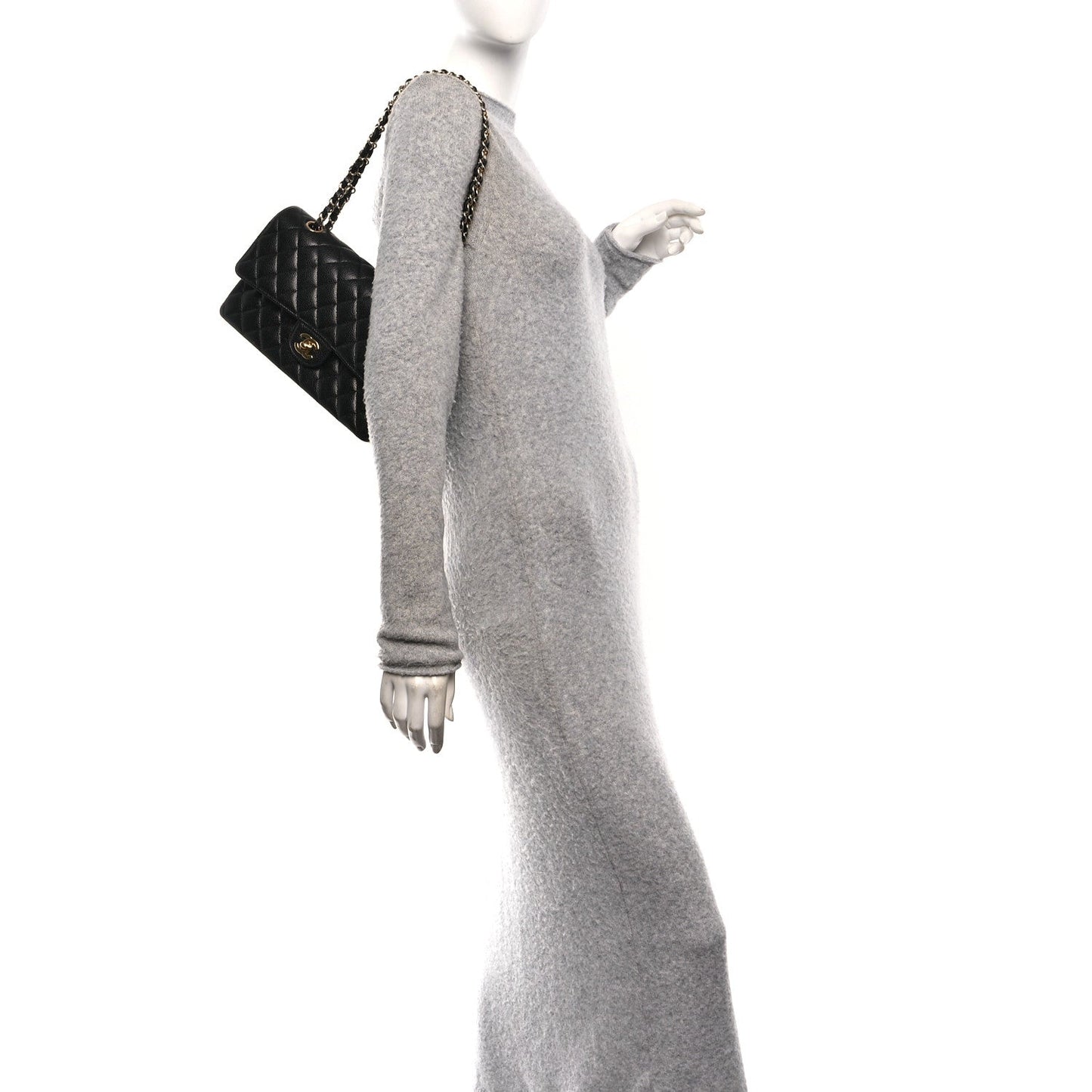 Caviar Quilted Medium Double Flap Black