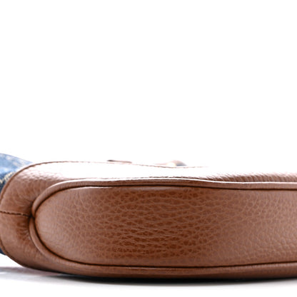 New Denim GG Monogram Calfskin Small Jackie 1961 Hobo Blue Tea Cuir