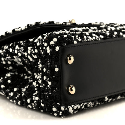 Lambskin Sequin Beaded Extra Mini Coco Handle Flap Black White