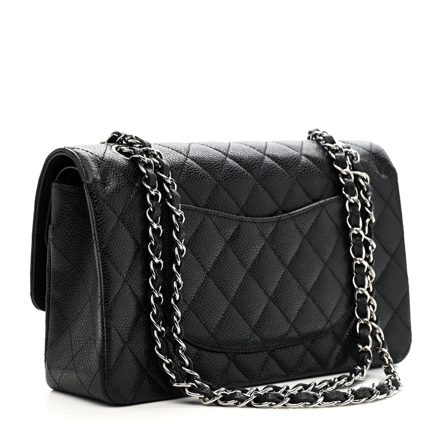 Caviar Quilted Medium Double Flap Black