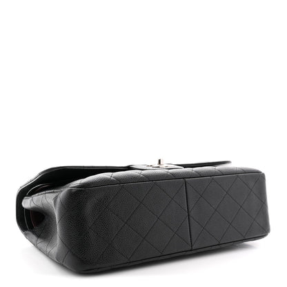 Caviar Quilted Jumbo Double Flap Black