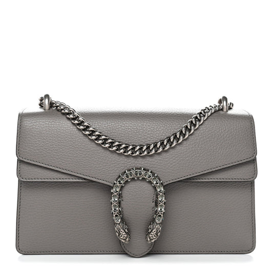 Pebbled Calfskin Small Dionysus Shoulder Bag Dusty Grey