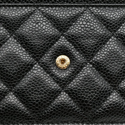 Caviar Quilted Wallet on Chain WOC Black