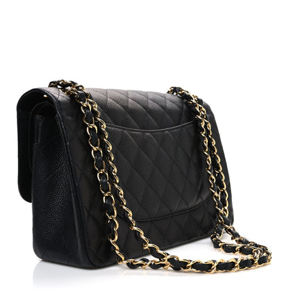 Caviar Quilted Jumbo Double Flap Black