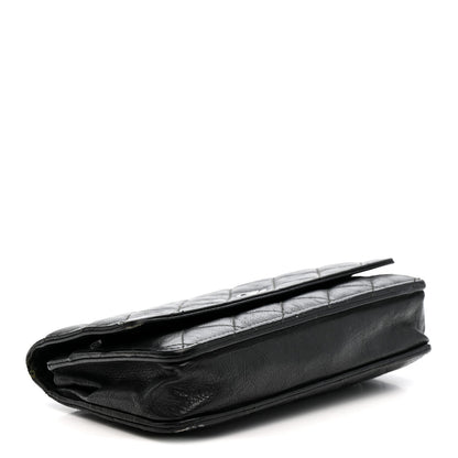 Crumpled Calfskin Quilted Wallet On Chain WOC So Black