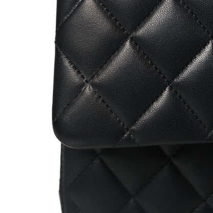 Lambskin Quilted Medium Double Flap Black
