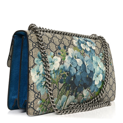 GG Supreme Monogram Blooms Small Dionysus Shoulder Bag Beige Navy Vintage Blue