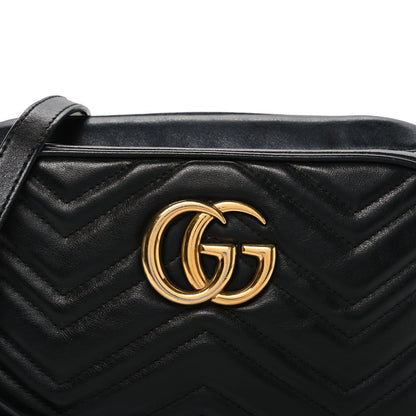 Calfskin Matelasse Small GG Marmont Chain Shoulder Bag Black