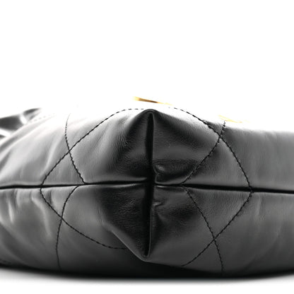 Shiny Calfskin Quilted Mini Chanel 22 Black