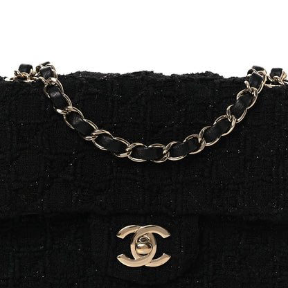 Tweed Quilted Mini Rectangular Flap Black