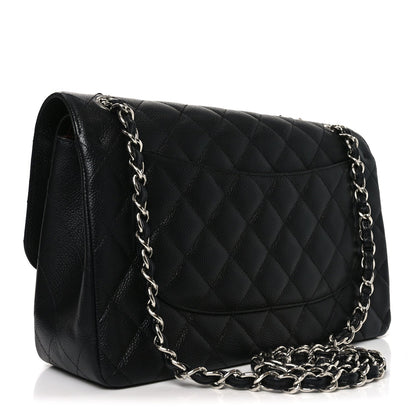Caviar Quilted Jumbo Double Flap Black