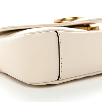 Calfskin Matelasse Mini GG Marmont Shoulder Bag White