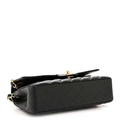 Caviar Quilted Medium Double Flap Black