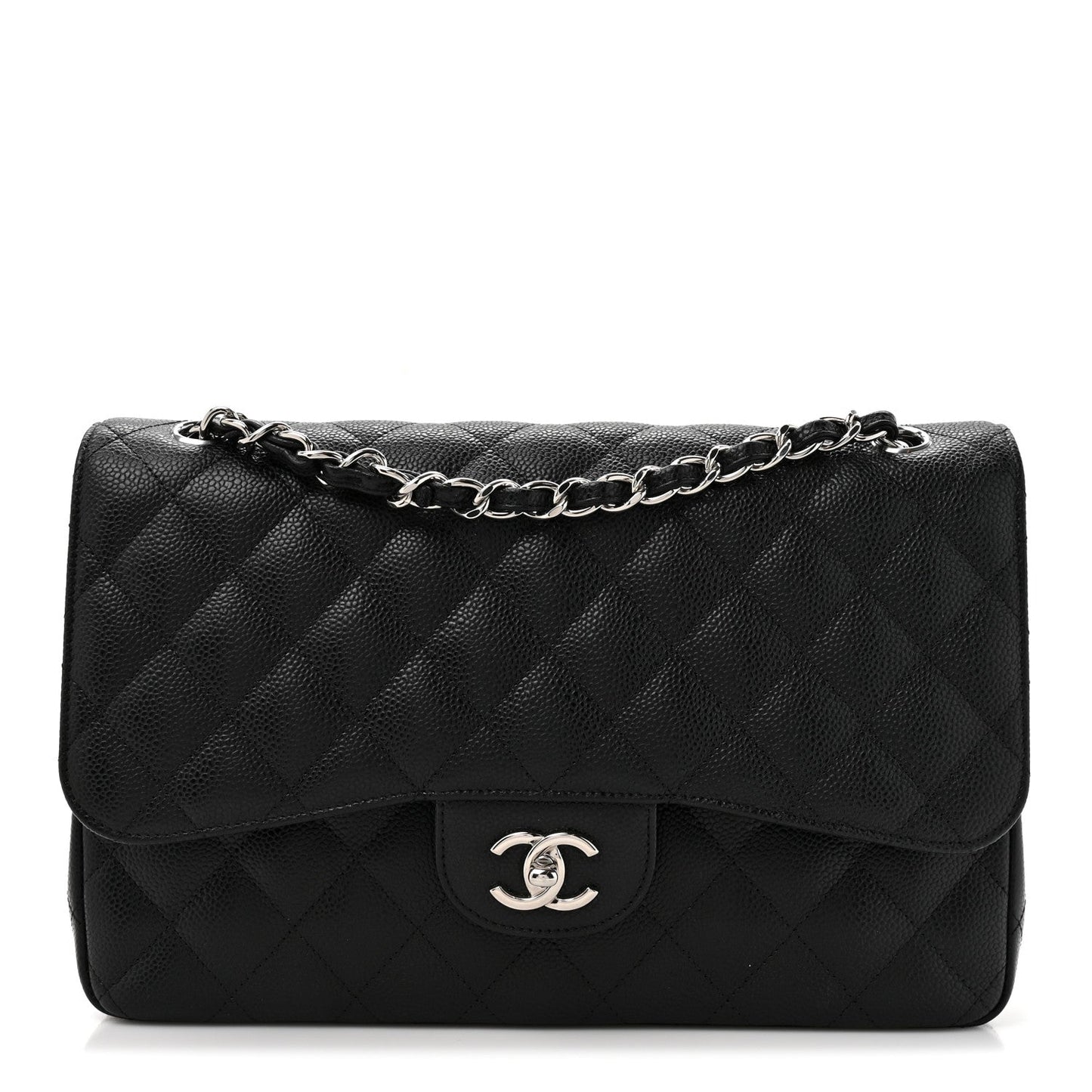 Caviar Quilted Jumbo Double Flap Black