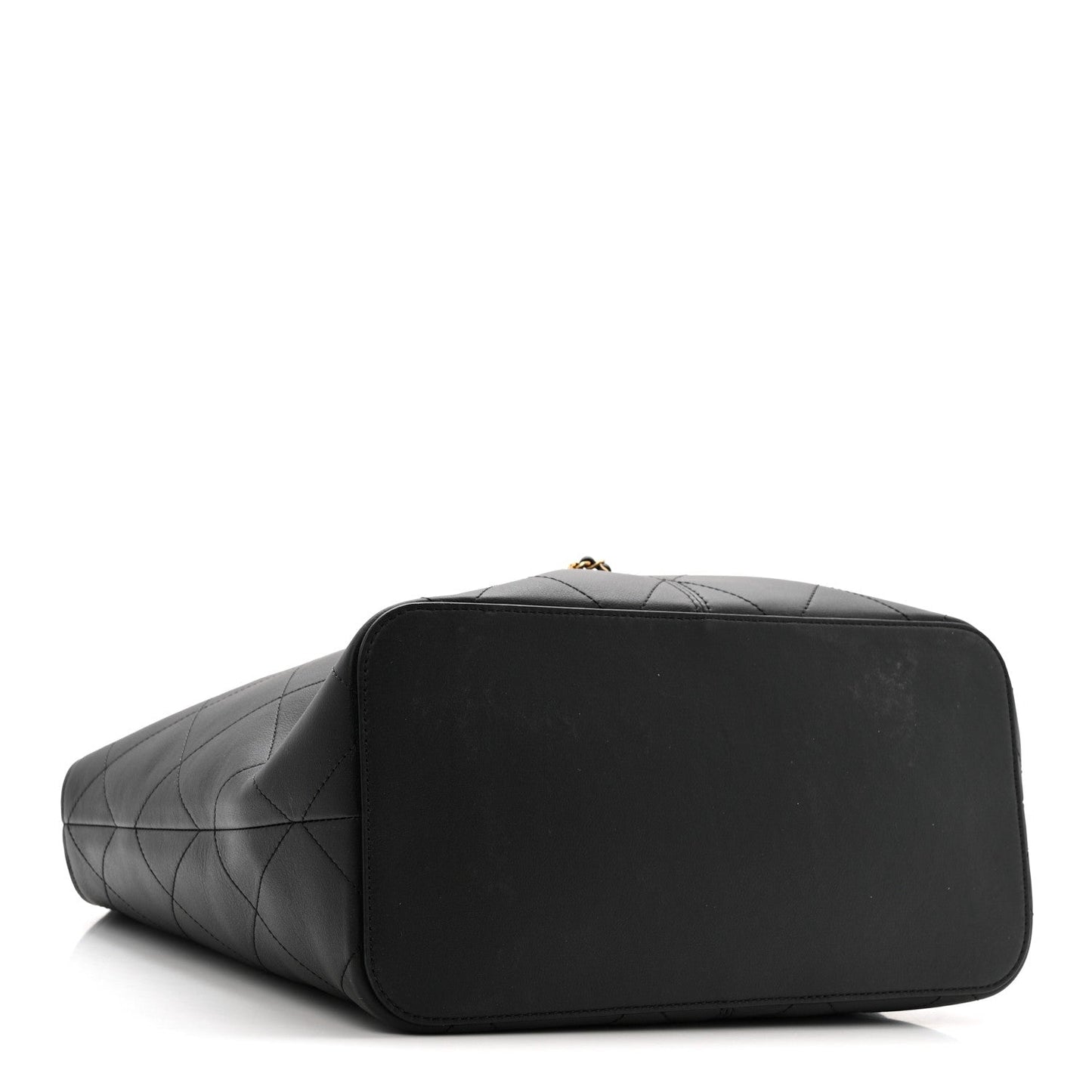 Calfskin Quilted Large Shopping Bag Black