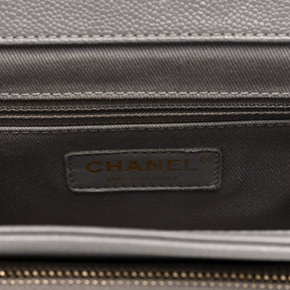 Caviar Quilted Small Business Affinity Flap Grey
