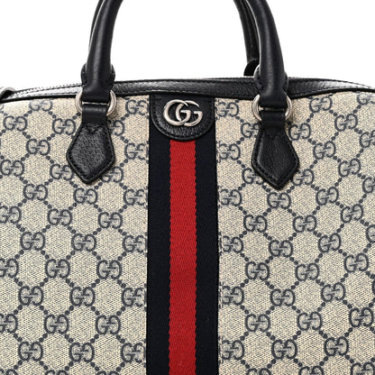 GG Supreme Monogram Web Medium Ophidia Top Handle Bag Beige Blue