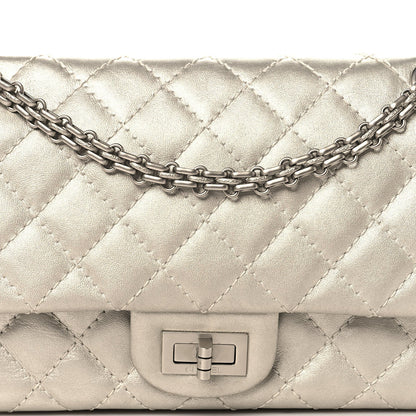 Metallic Lambskin Quilted 2.55 Reissue 225 Flap Silver