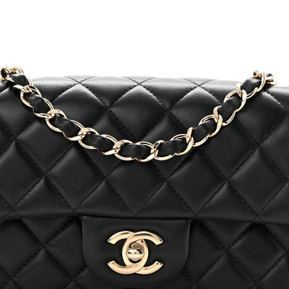Lambskin Quilted Mini Rectangular Flap Black