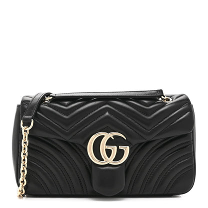 Lambskin Matelasse Medium GG Marmont Shoulder Bag Black