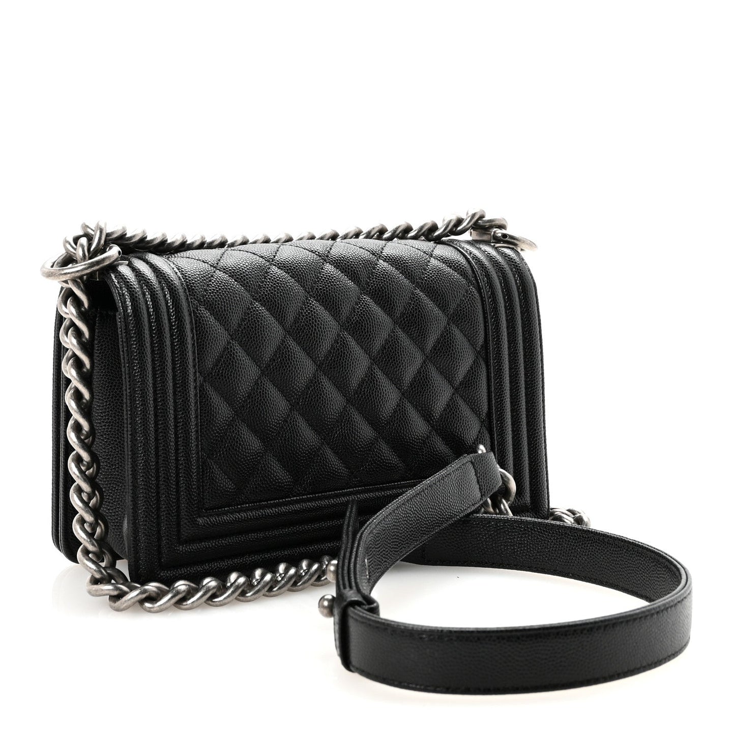Caviar Quilted Small Boy Flap Black