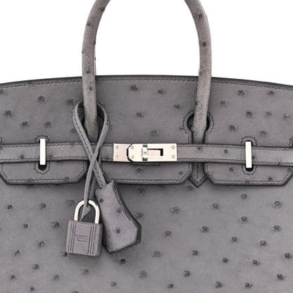 Ostrich Birkin 25 Gris Agate
