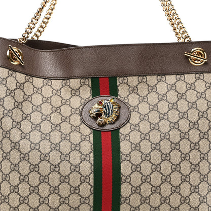 GG Supreme Monogram Large Rajah Chain Tote Beige New Acero