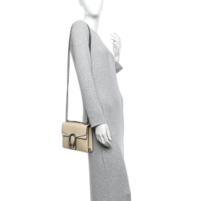 Textured Calfskin Crystal Mini Dionysus Shoulder Bag Mystic White