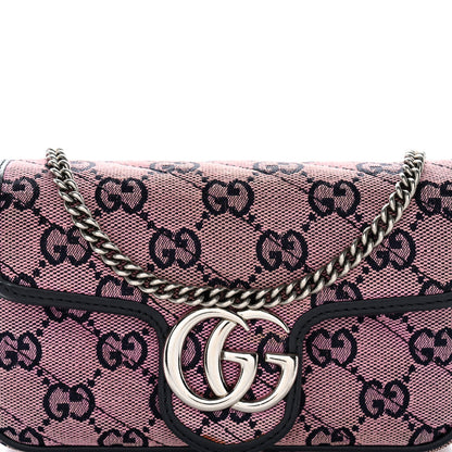 Monogram Multicolor Matelasse Diagonal Super Mini GG Marmont Shoulder Bag Pink Blue