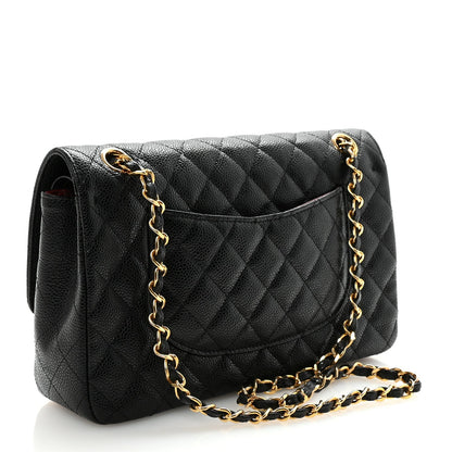 Caviar Quilted Medium Double Flap Black