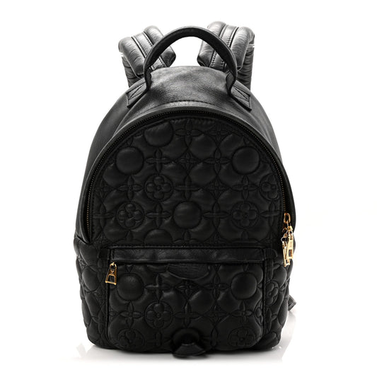 Lambskin Flower Quilted Palm Springs Backpack PM Black