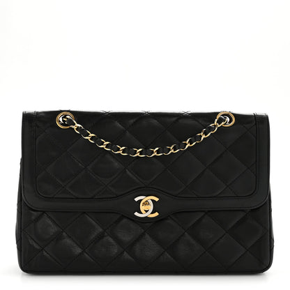 Lambskin Medium Double Flap Black