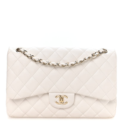Caviar Quilted Jumbo Double Flap White