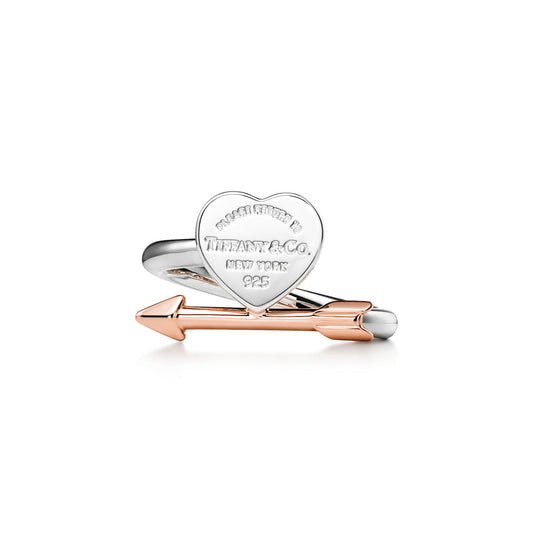 Tiffany Return to Tiffany Lovestruck Heart Tag Ring in Silver and Rose Gold