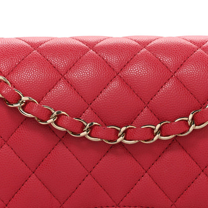 Caviar Quilted Medium Double Flap Pink
