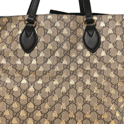 Soft GG Supreme Monogram Bees Medium Crossbody Tote Beige Oro Black