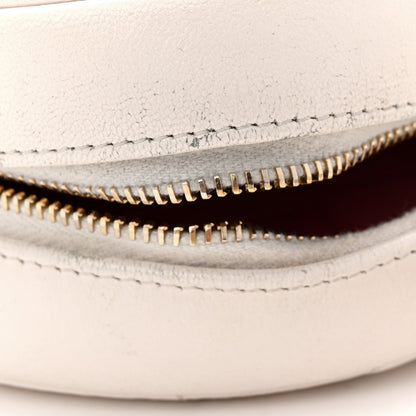 Shiny Goatskin Quilted Chanel 19 Round Clutch With Chain White