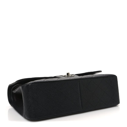 Caviar Quilted Jumbo Double Flap Black
