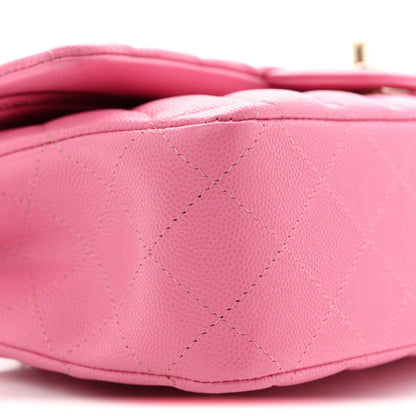 Caviar Quilted Medium Double Flap Pink