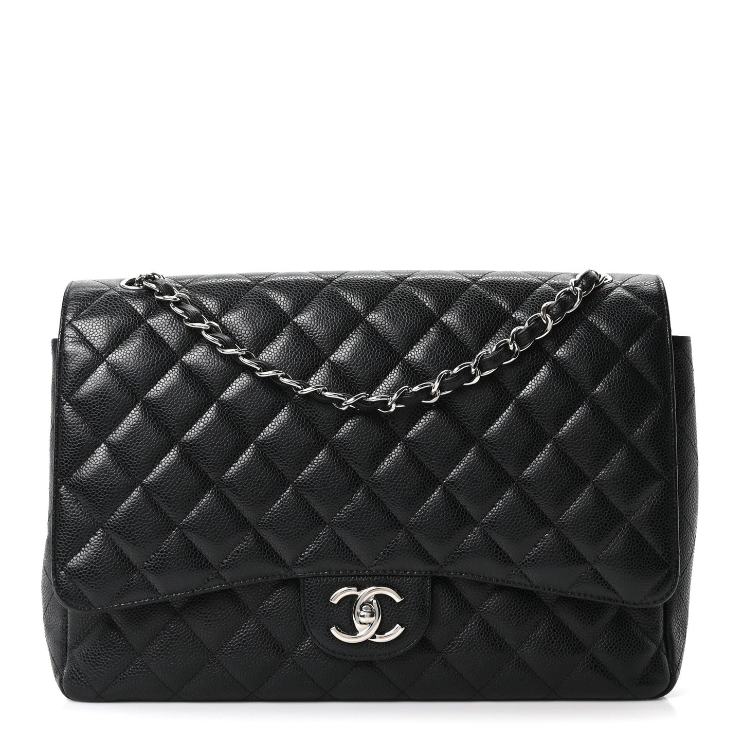 Caviar Quilted Maxi Double Flap Black