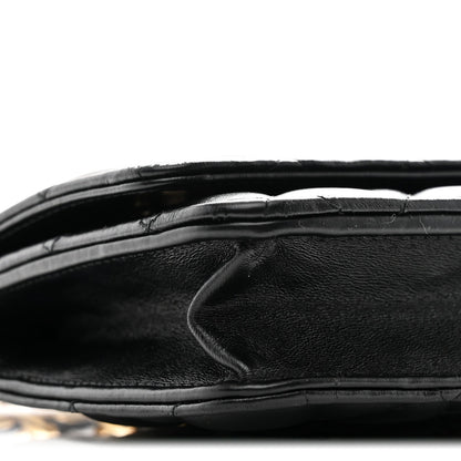 Lambskin Resin Quilted Wallet On Chain WOC Black