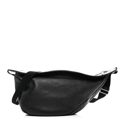 Grained Calfskin Large Slouchy Banana Bag Black