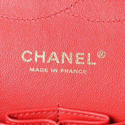 Lambskin Quilted Jumbo Double Flap Red