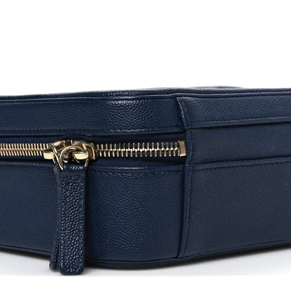 Caviar Quilted Medium CC Filigree Vanity Case Navy